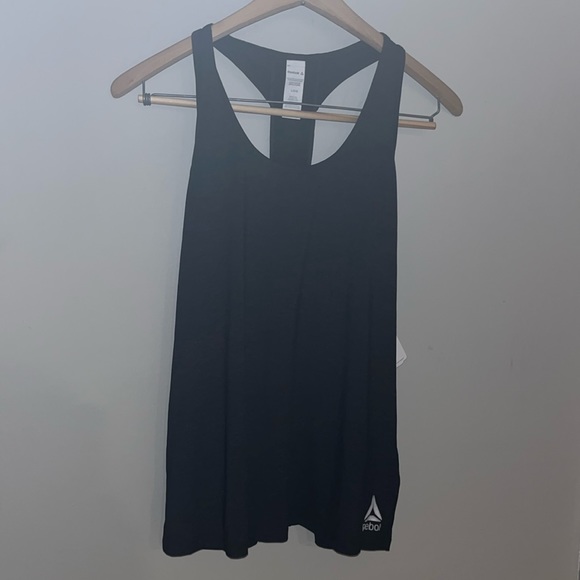 Slim Fit Moisture Management Reebok Black Heather Workout Trainer Tank Top Shirt - Picture 1 of 8